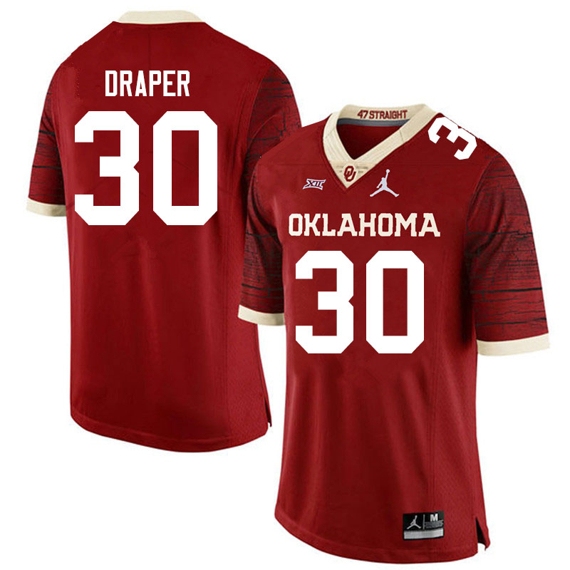 Oklahoma Sooners #30 Levi Draper Jordan Brand Limited College Football Jerseys Sale-Crimson